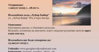 Фотографска изложба „Изкуството на обектива и светлината“ представя д-р Георги Новаков