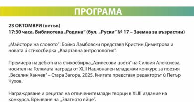 Стара Загора посреща за 43-ти път Националния младежки конкурс за поезия „Веселин Ханчев“