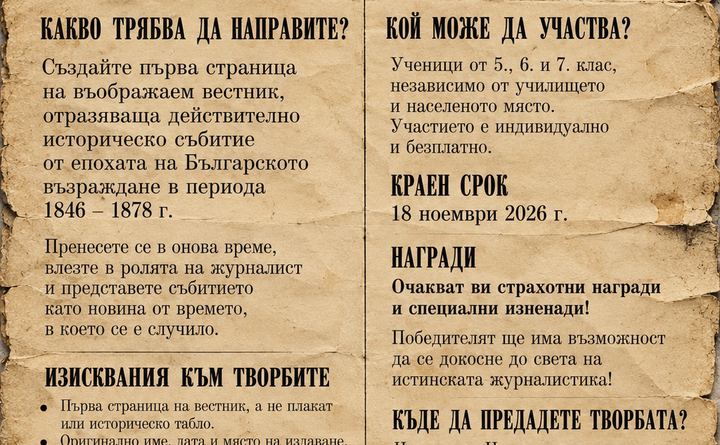 Народно читалище „Железник-1988“ организира творчески конкурс „Вестник от миналото“